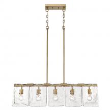  6072-LP MBS-HWG - Serenity Linear Pendant in Modern Brass with Hammered Water Glass Shade